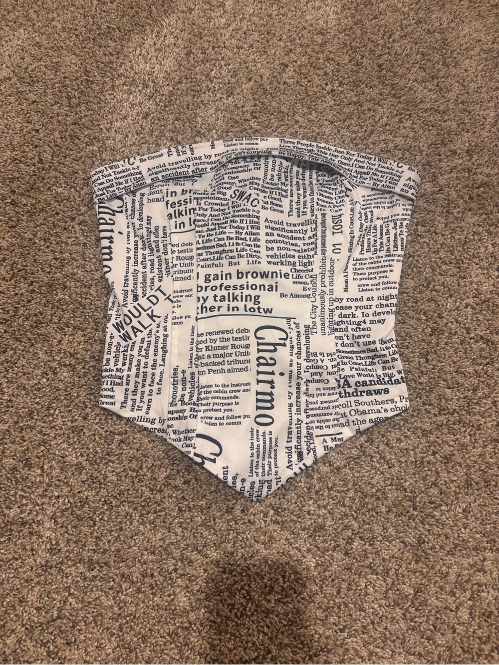 Newspaper Print corset top- Black & White